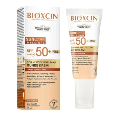 کرم ضدآفتاب رنگی ضد لک بیوکسین مدل +SPF50 حجم 50 میل